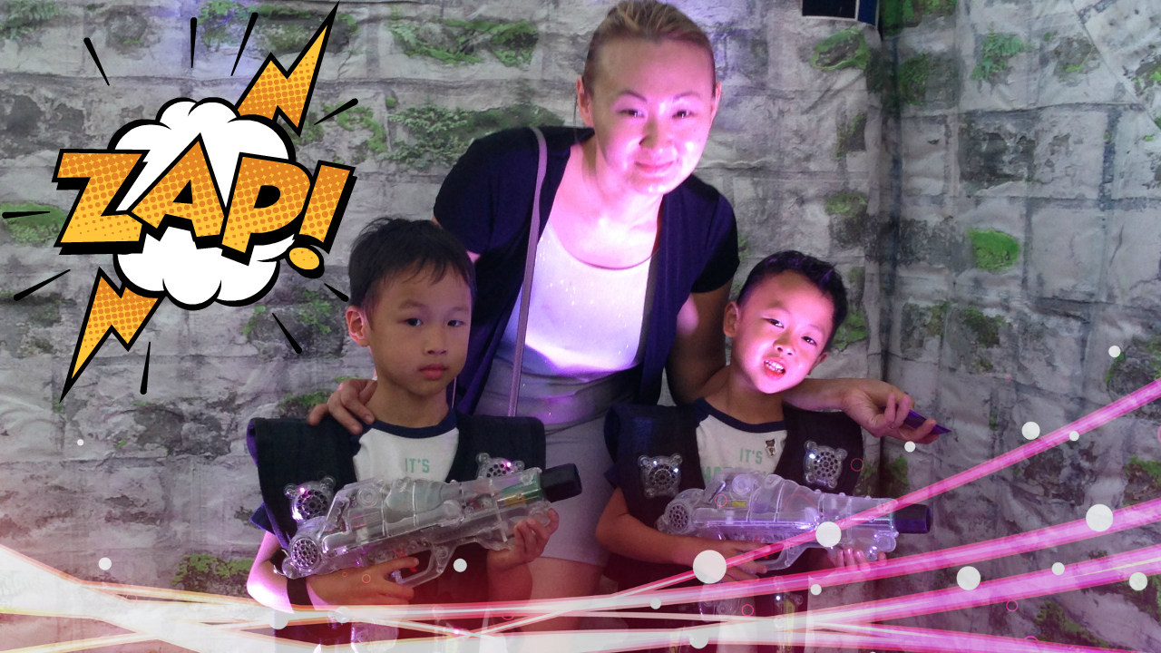 Exciting Triplets and Mom LaserTag Night